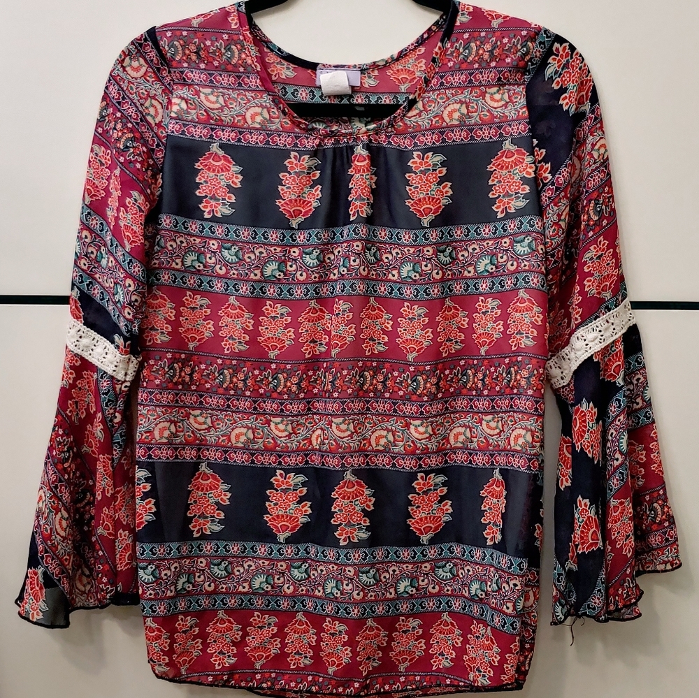 Women's Boho Peasant Top Vintage Maya